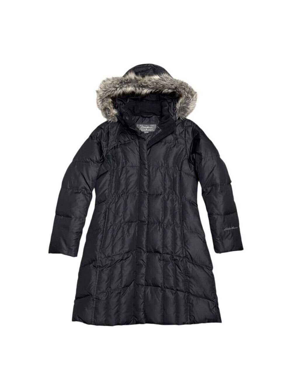 EDDIE BAUER Down Fill Coat Faux Fur Winter Puffer Parka Jacket Womens Small
